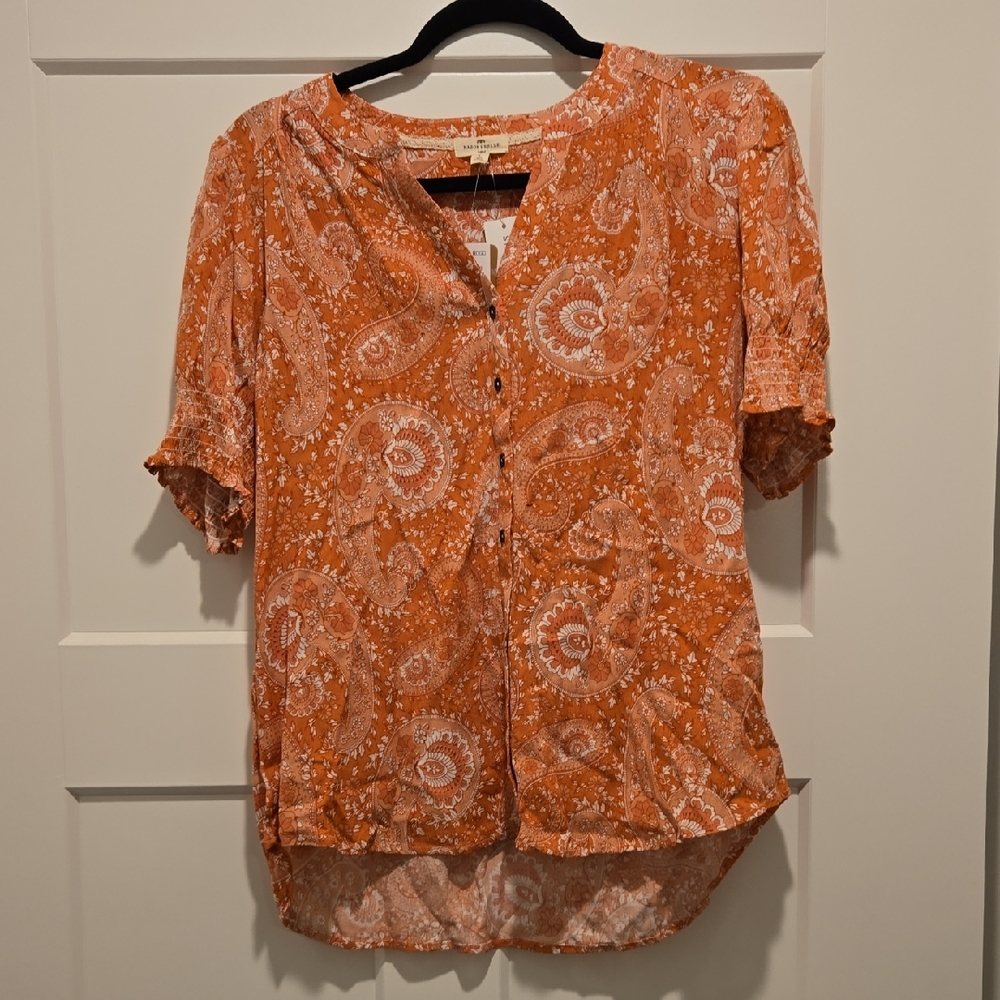 Elegant Paisley Button-Up Blouse